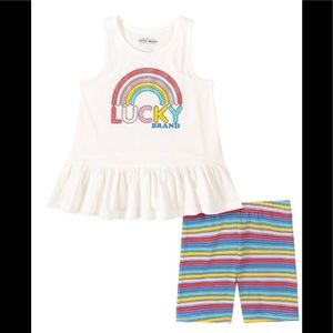 Lucky Brand 2T Ruffle-Hem Tank & Stripe Shorts 2pc